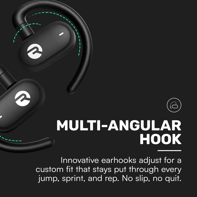 Raycon Fitness Open Earbuds – True Wireless Open Ear Bluetooth Headphones, Hook Design, IPX5 Water Resistant, 40 Hours of Battery Life (Black) - Image 4